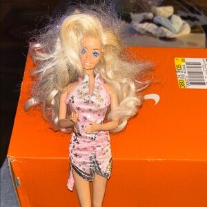 Mattel  Barbie Doll Pink Star Halter Dress with Silver Stars